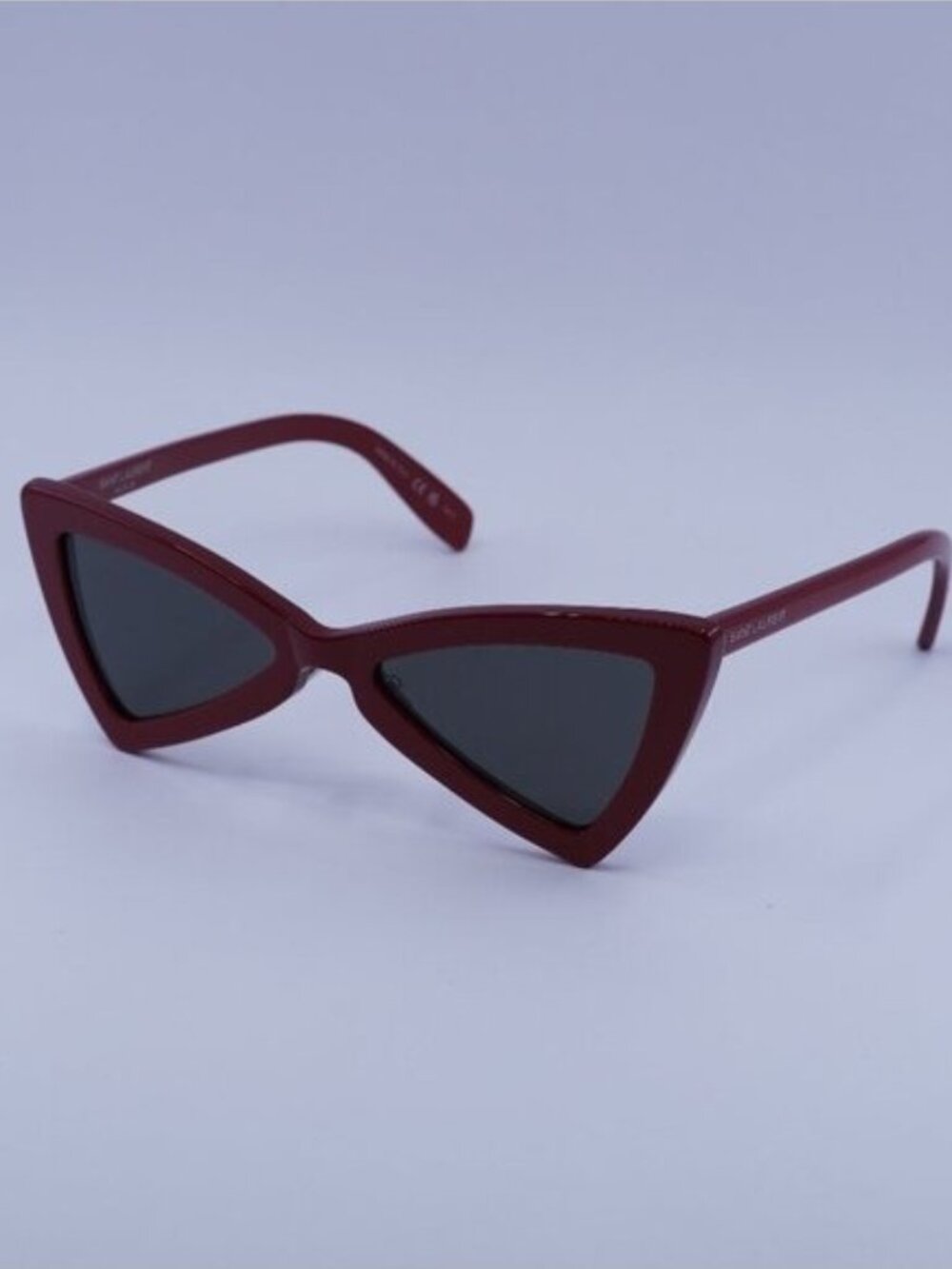 Saint Laurent SL207 JERRY 008 Sunglasses Red Cat Eye Frame, Grey Lenses
